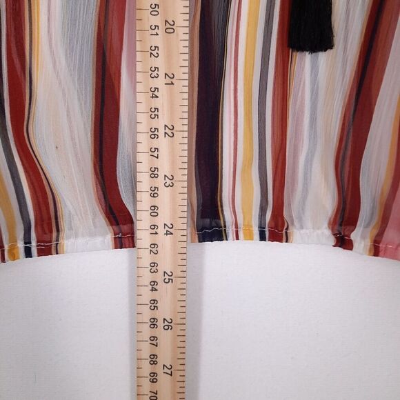 Maurice's Sheer Boho Top with Drape Sleeves and Lace-up V-Neck Tassels SZ Medium - Picture 11 of 12